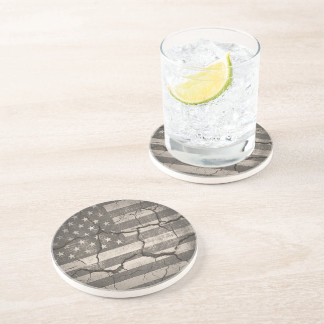 Vintage American Flag Cracked Coaster (Side)