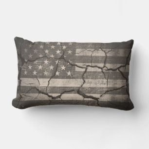 Vintage American Flag Cracked Lumbar Cushion