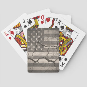 Vintage American Flag Cracked Playing Cards