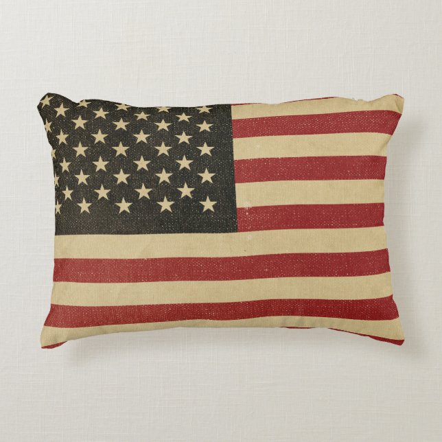 Vintage American Flag Decorative Cushion (Front)