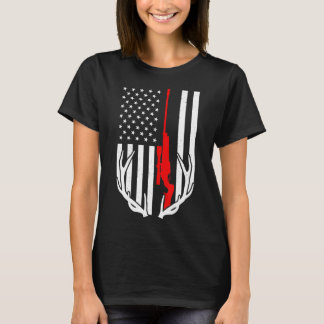 Vintage American Flag Deer Hunting Camping Lover  T-Shirt
