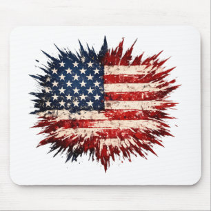 Vintage American Flag Distressed Patriotic USA Des Mouse Pad