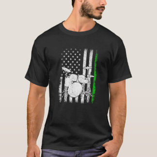 Vintage American Flag Drums St. Patricks Day Men W T-Shirt