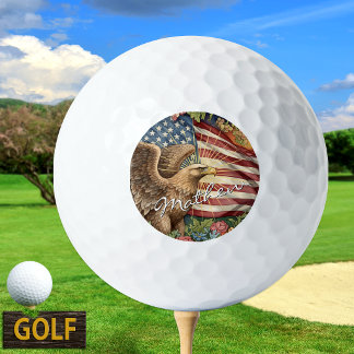 Vintage American Flag, Eagle, USA Patriotic Art Golf Balls