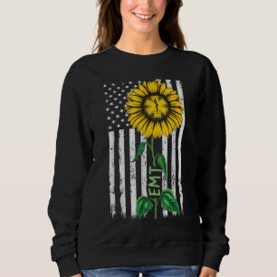 Vintage American Flag EMT Sunflower Hippie EMT Nur Sweatshirt