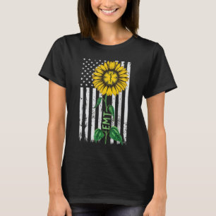 Vintage American Flag EMT Sunflower Hippie EMT Nur T-Shirt