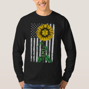 Vintage American Flag EMT Sunflower Hippie EMT Nur T-Shirt