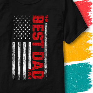 Vintage American Flag Fathers Day Best Dad Ever T-Shirt