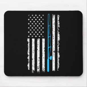 Vintage American Flag Fishing Rod Short Sleeve Mouse Pad