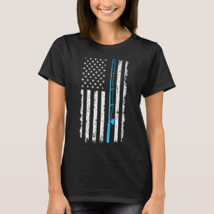 Vintage American Flag Fishing Rod Short Sleeve T-Shirt