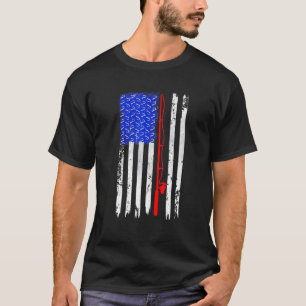 Vintage American Flag Fishing Rod Usa Patriotic Fi T-Shirt