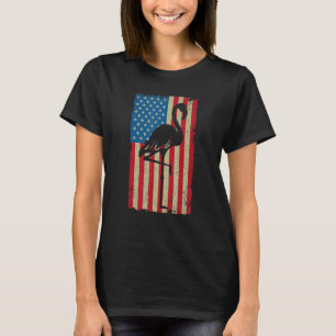 Vintage American Flag Flamingo Girls Women Summe T-Shirt