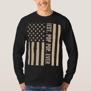 Vintage American Flag For Dad Papa Best Pop Pop E T-Shirt