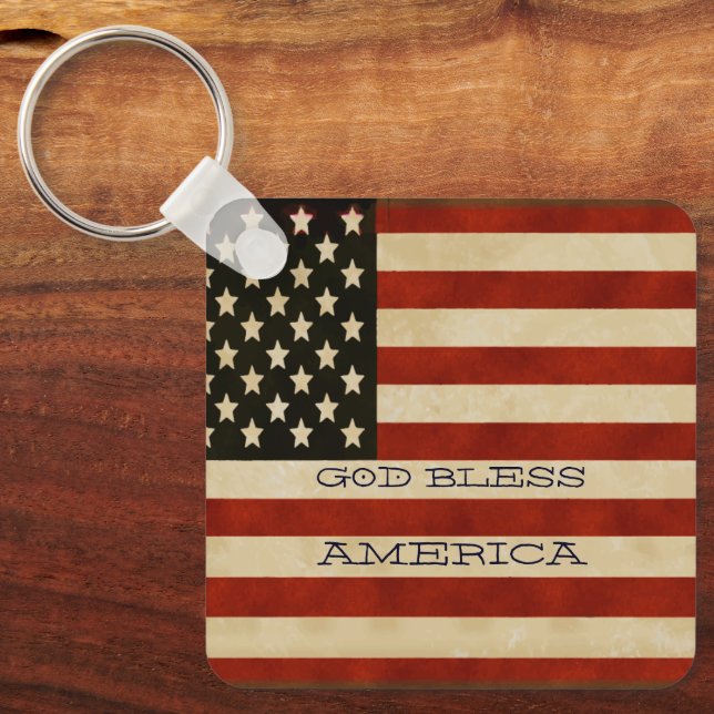 Vintage American Flag GIFTS Key Ring (Front)