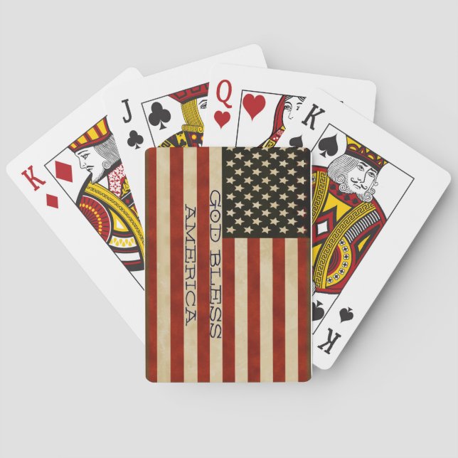 Vintage American Flag GIFTS Playing Cards (Back)