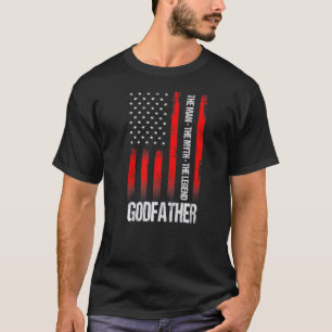 Vintage American Flag Godfather Man Myth Legend Fa T-Shirt