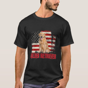 Vintage American Flag Golden Retriever Dog Lover T-Shirt