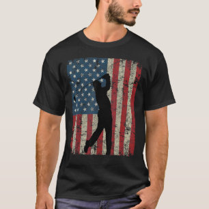 Vintage American Flag Golf 4th Of July T-Shirt