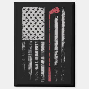 Vintage American Flag Golf Club Gift Golfer Magnet