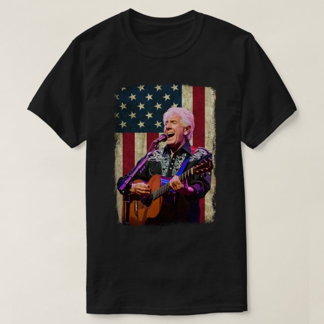 Vintage American Flag Graham Nash Legend T-Shirt (Design Front)