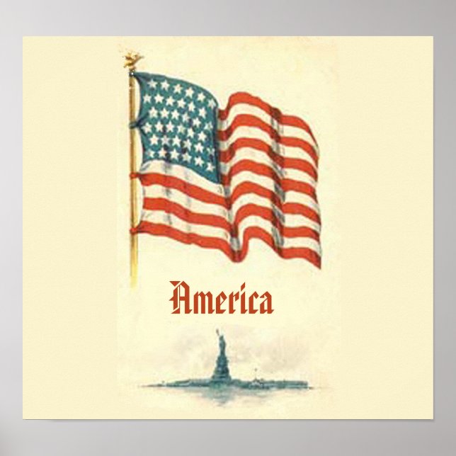 Vintage American Flag Gratitude Poster (Front)