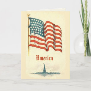 Vintage American Flag Greeting Card