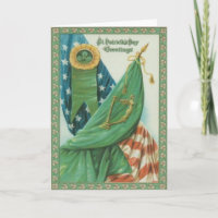 Vintage American Flag Harp of Erin St Patrick's