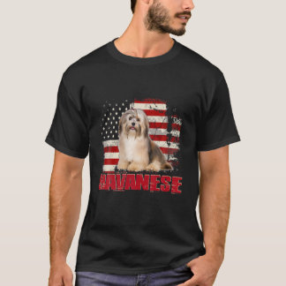 Vintage American Flag Havanese Dog Lover T-Shirt