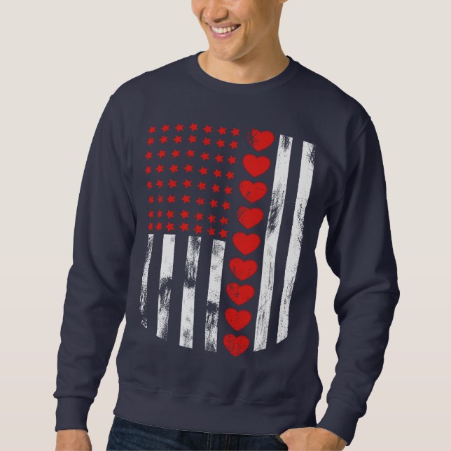 Vintage American Flag Heart Family Matching outfit Sweatshirt (Front)