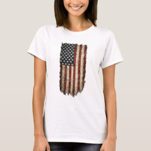 Vintage American Flag Hearts Patriotic USA Design T-Shirt