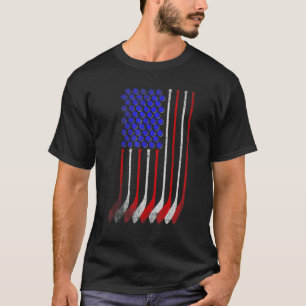 Vintage American Flag Hockey Apparel 4th July Men T-Shirt