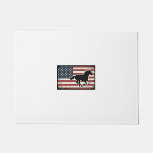 Vintage American Flag Horse Vector Art Design Doormat