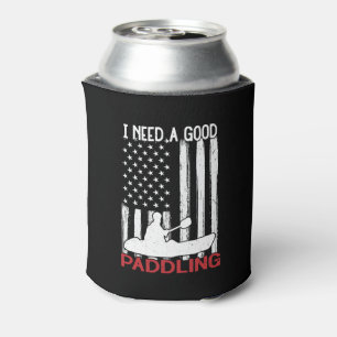 Vintage American Flag I Need A Good Paddling Kayak Can Cooler