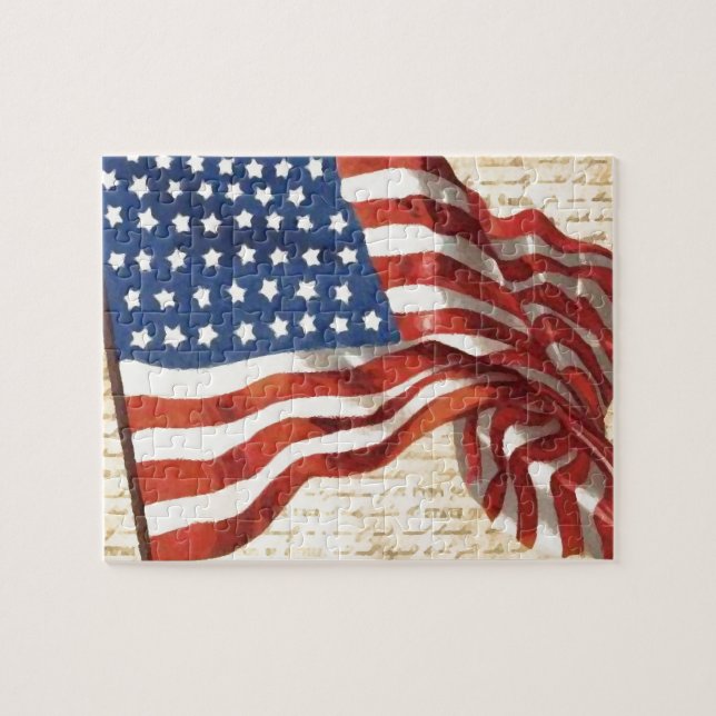 Vintage American Flag Illustration Jigsaw Puzzle (Horizontal)