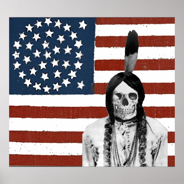 vintage american flag indian skull poster (Front)