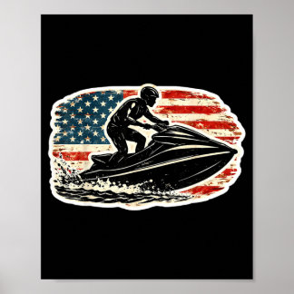 Vintage american flag jet ski lover jetskier poster