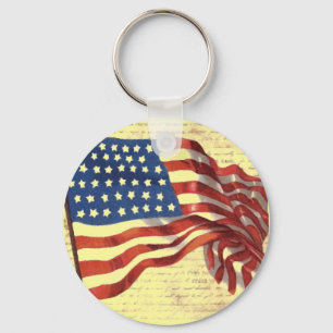 Vintage American Flag Key Ring