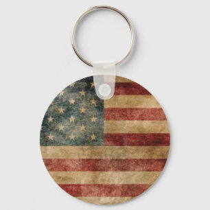 Vintage American Flag Key Ring