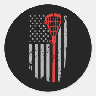 Vintage American Flag Lacrosse Youth Apparel Classic Round Sticker