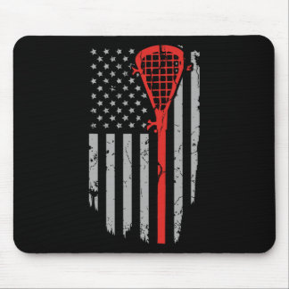 Vintage American Flag Lacrosse Youth Apparel Mouse Pad
