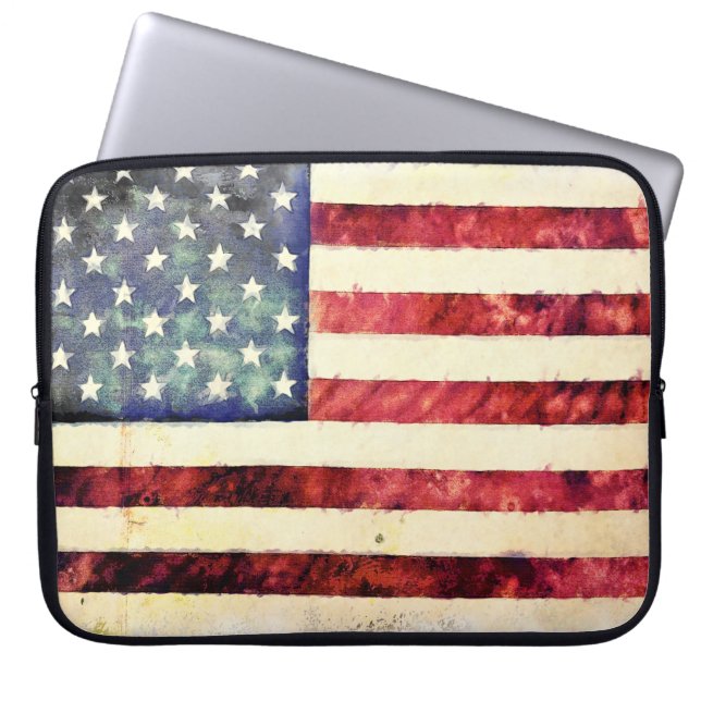 Vintage American Flag Laptop Sleeve (Front)