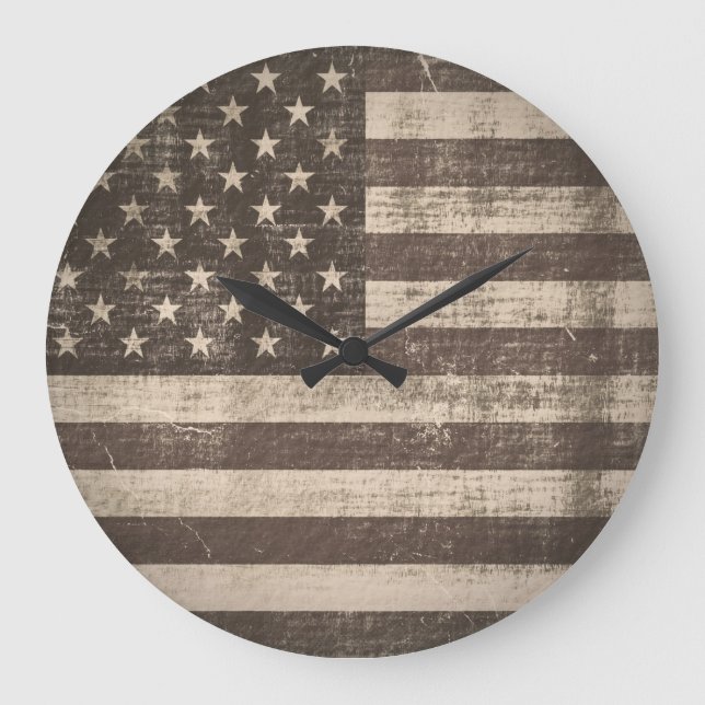 Vintage American Flag Large Clock (Front)
