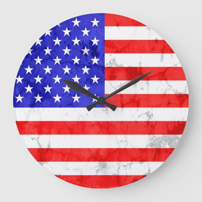 Vintage American Flag Large Clock (Front)