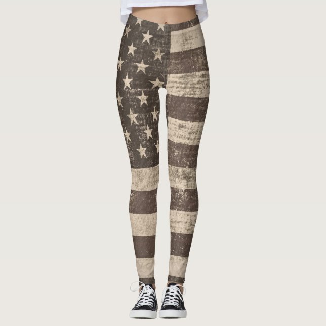 Vintage American Flag Leggings (Front)