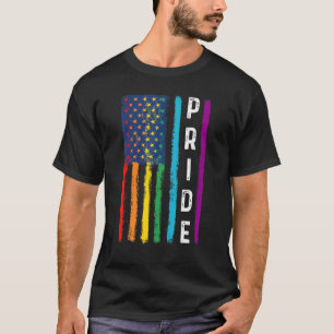 Vintage American Flag Lgbt Pride Gay Lesbian Trans T-Shirt