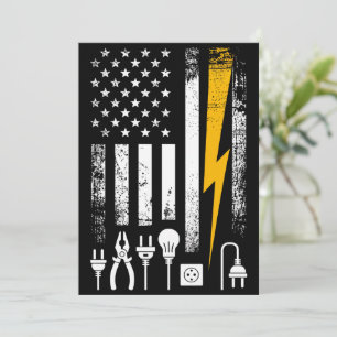 Vintage American Flag Lineman Electrician Tools Invitation