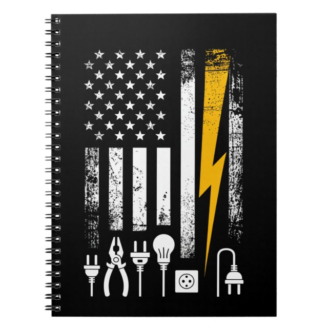 Vintage American Flag Lineman Electrician Tools Notebook (Front)