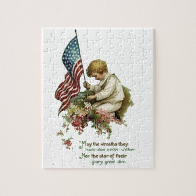 Vintage American Flag Little Boy Jigsaw Puzzle (Vertical)