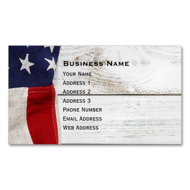 Vintage American Flag Magnetic Business Card (Front)