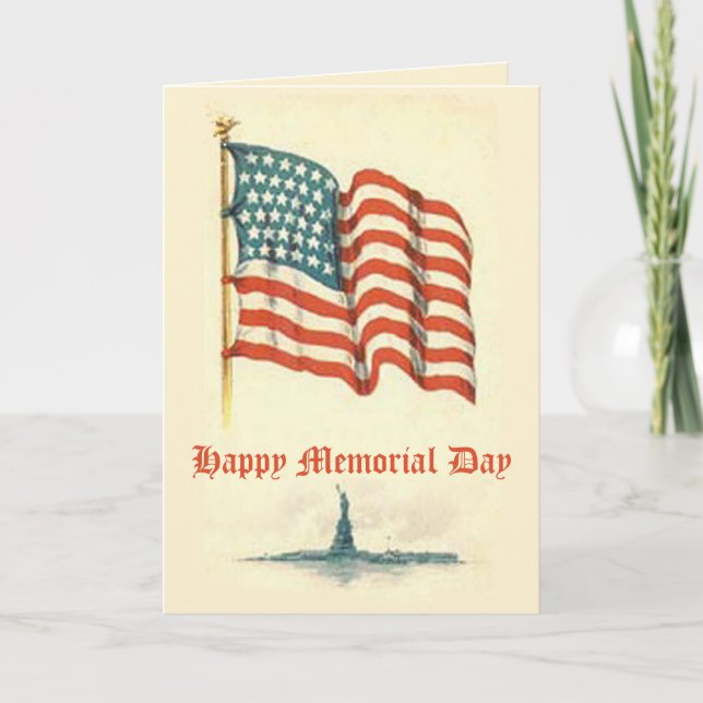 Vintage American Flag Memorial Day Card (Front)
